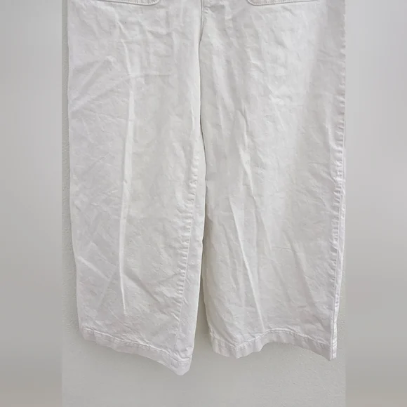 FREE PEOPLE Colette Wide Leg Culottes button fly white cropped jeans size 30 - Picture 8 of 16